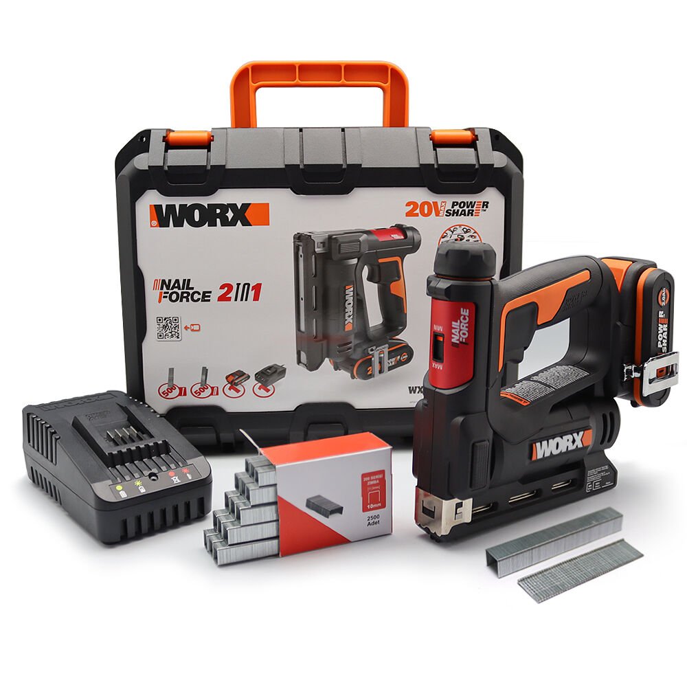 WORX WX843 20 V 2.0 Ah. Li-ion Zımba Çivi Çakma + yedek çivi ve zımba